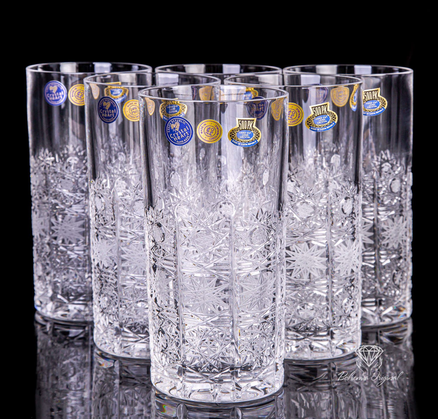 Crystal Shot Drink Glasses Color Tornado design - Bohemia Crystal -  Original crystal from Czech Republic.
