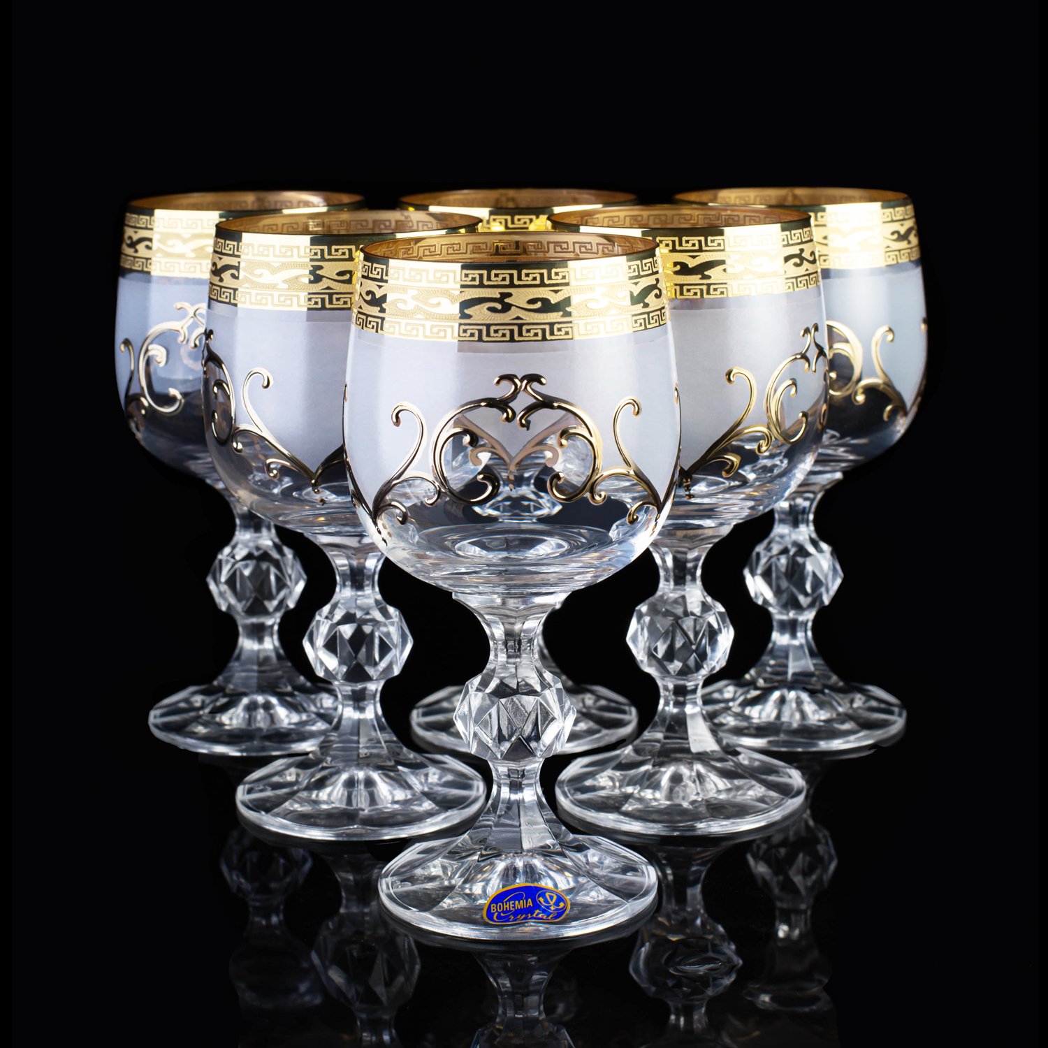 50 ml with Silver Engraved and Gold Border 50 ml Bohemia Exclusive Crystal Liqueur Glasses Claudia Set of 6 
