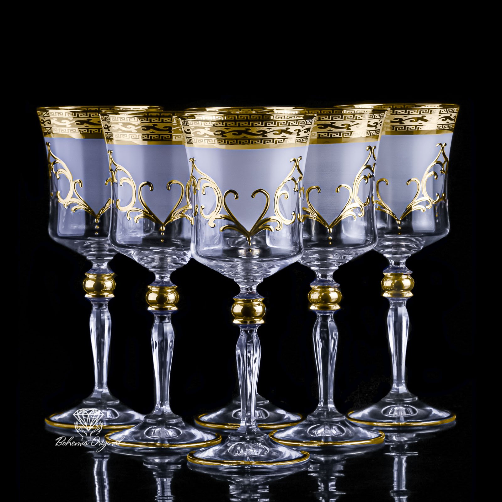 Lily Of The Valley Hand Painted Wine Glasses Set 2 Crystal Bohemia