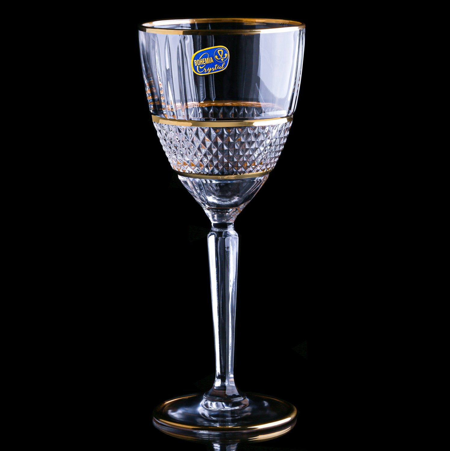 Bohemia Crystal (Czechoslovakia) Crystal Diamond Cut Hock Wine