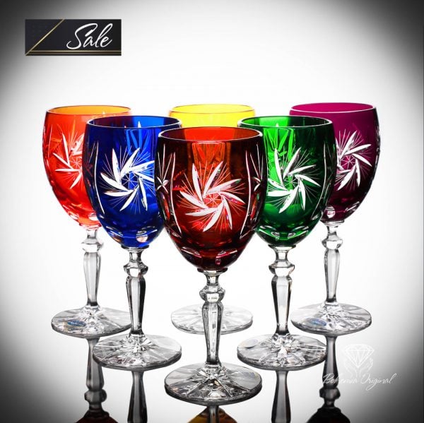 CRYSTAL WINE GLASSES COLOR TORNADO DESIGN 220ML