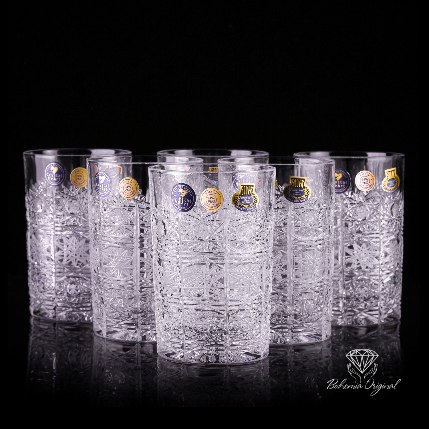 Crystal water glasses, 320ml, 6 pieces - Cristalopolis