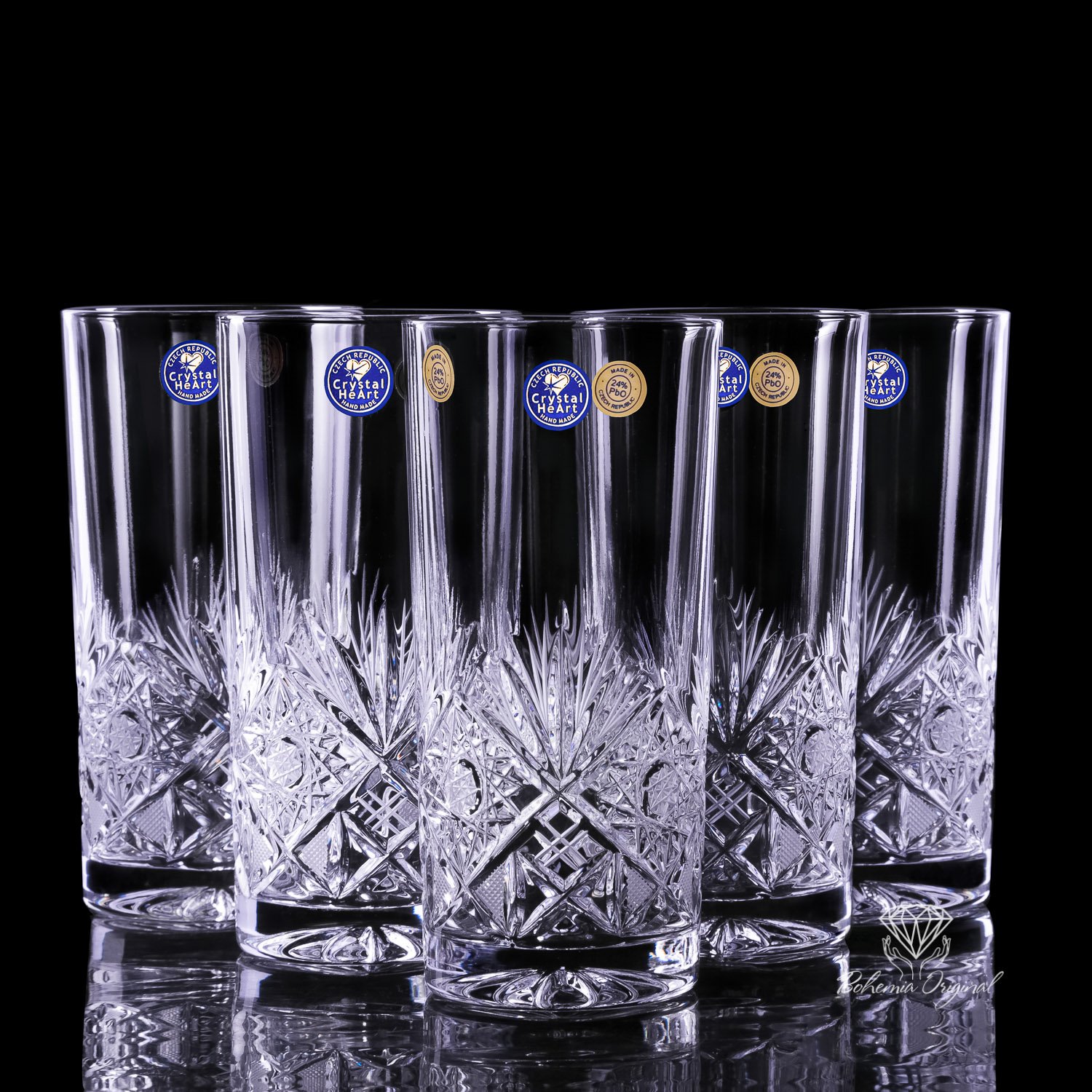 Handcrafted Bohemian Crystal Long Drink Glasses Exquisite Czech Craftsmanship 350 ml Bohemia Crystal Original crystal from Czech Republic
