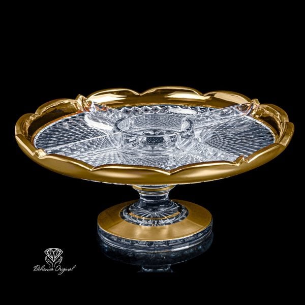 Flat Gold Crystal Bowl L 305 mm