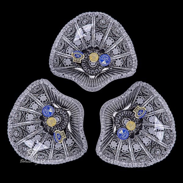 Luxury Bohemian Crystal Plate Set – Handcrafted Czech Lead Crystal with Exquisite Hand-Painted Design (Set of 3)