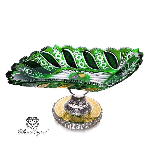 Traditional Green Crystal Bowl L 455 mm – Timeless Elegance for Classic Décor